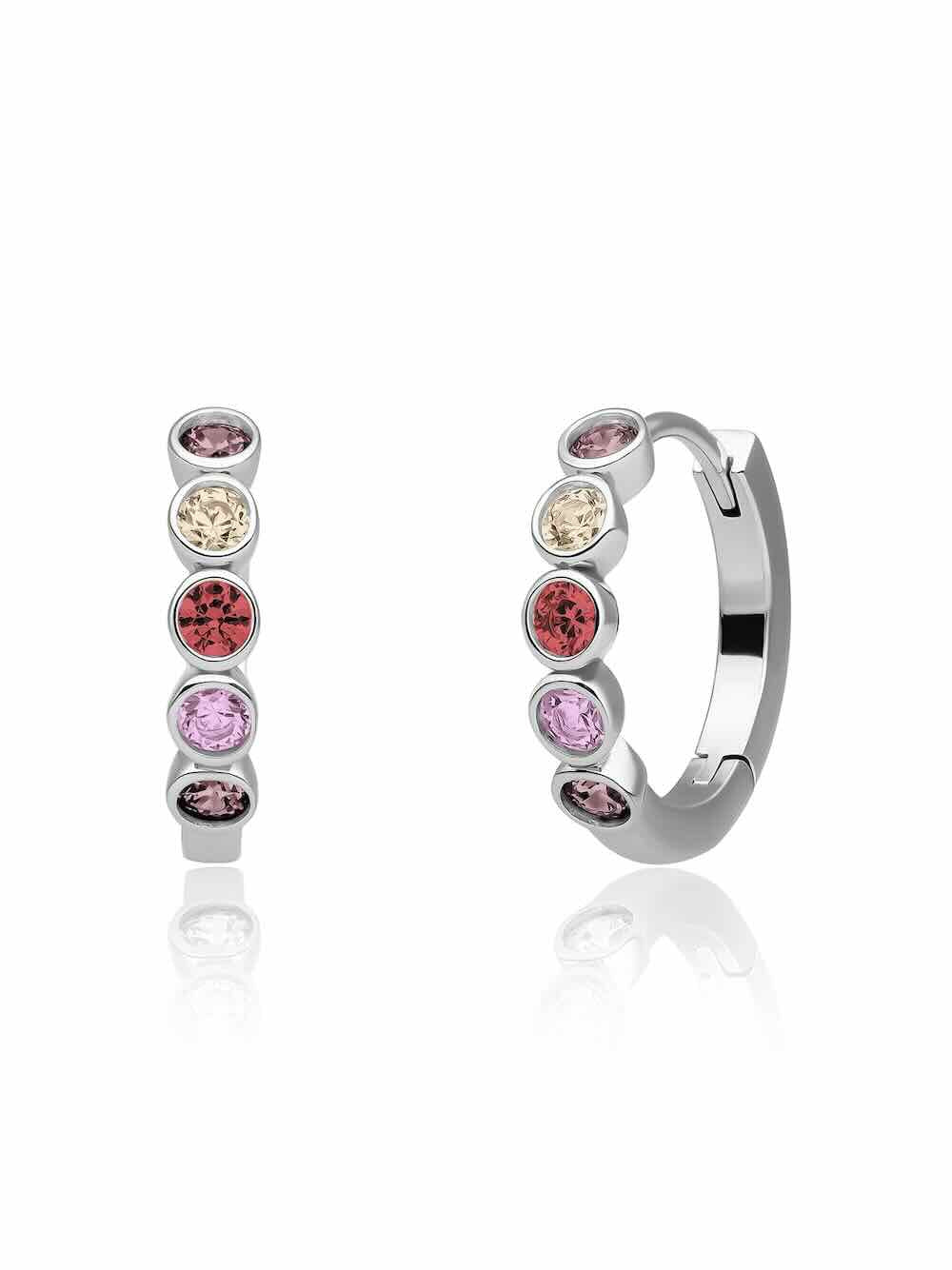 sparkling jewels tube creolen zirconia multicolour silver