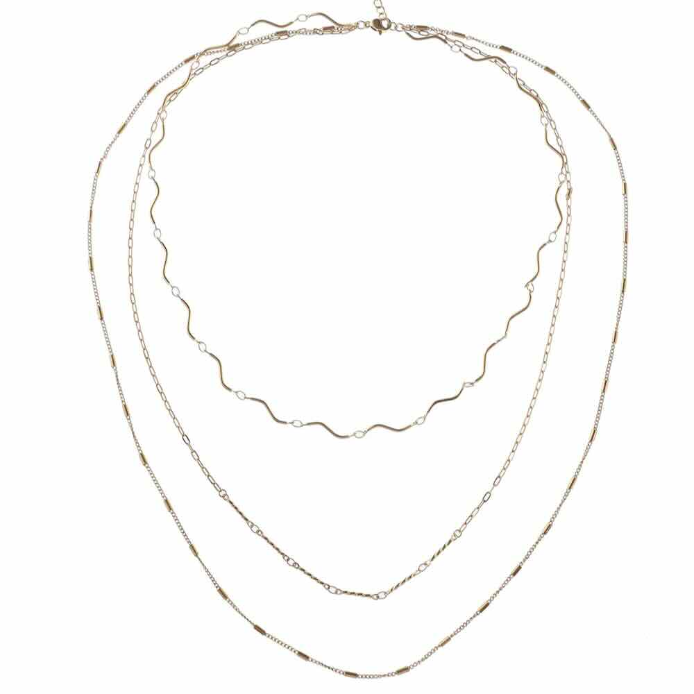 Rose & Camellia ketting three wave gold coloured