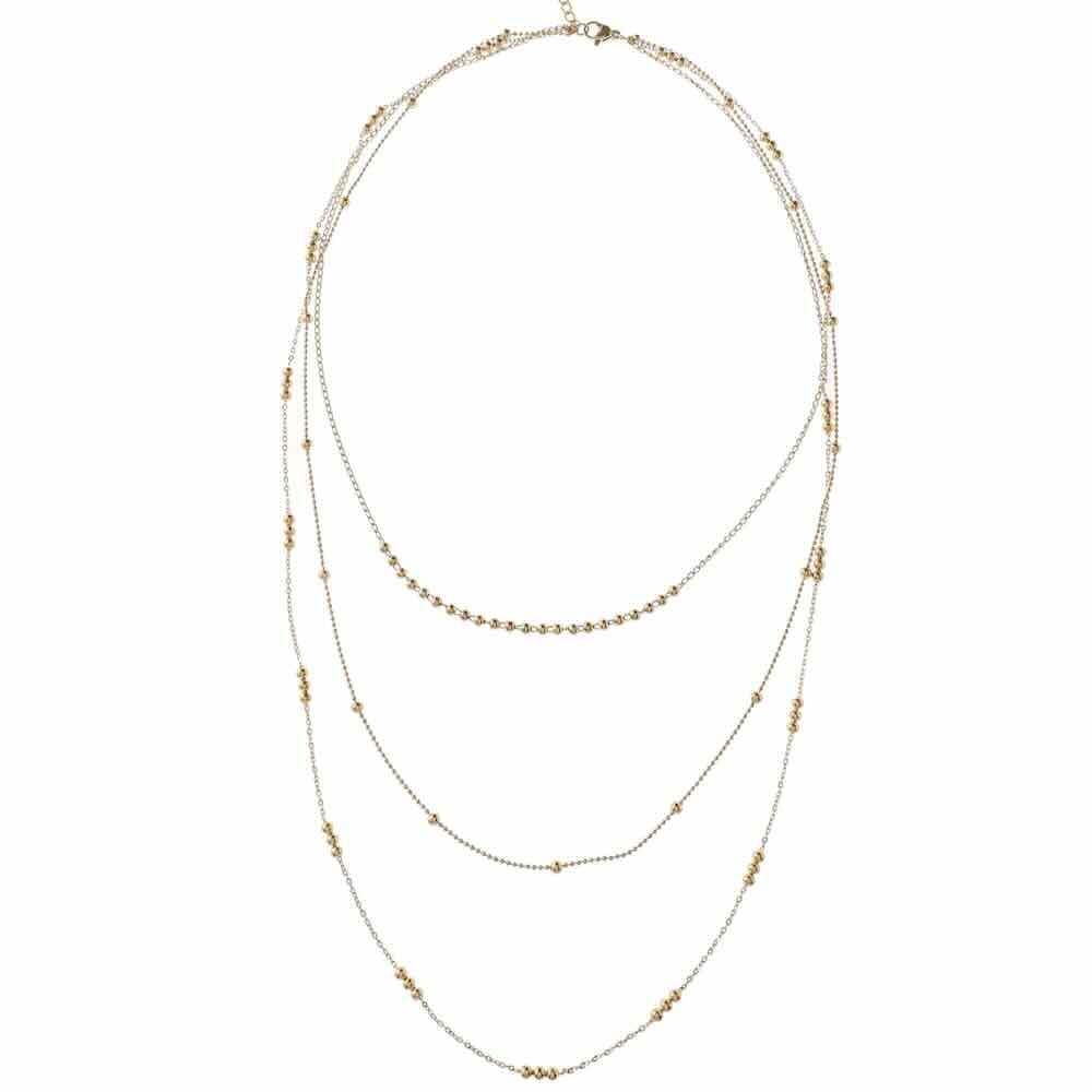Rose & Camellia ketting three sphere gold coloured