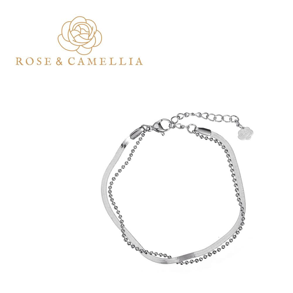 Rose & Camellia armband dot duo silver