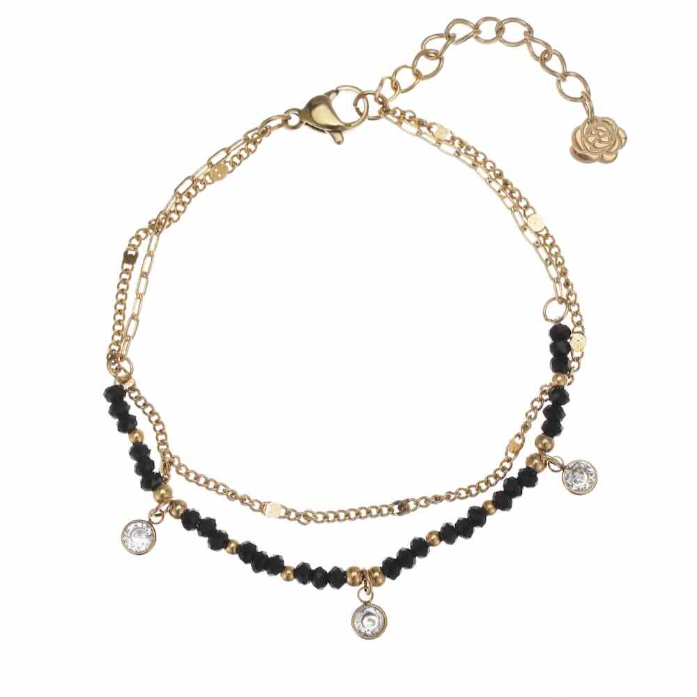 Rose & Camellia armband sparkle black