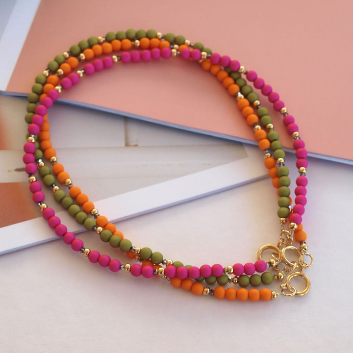 Widaro ketting casual fuchsia/orange/olive