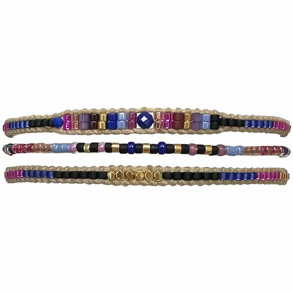 leju armband purple blue three row (kies je soort)