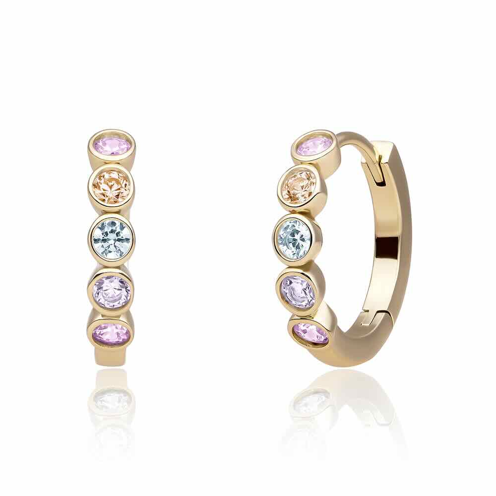 sparkling jewels oorbellen tube huggies gold multi