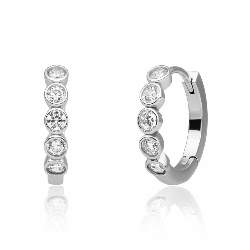 sparkling jewels oorbellen tube huggies silver