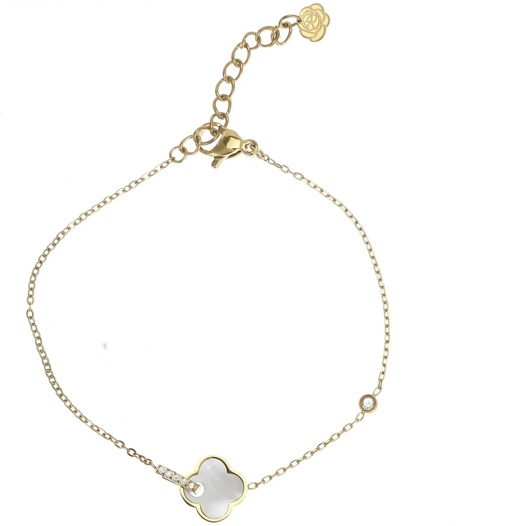 Rose & Camellia armband white clover