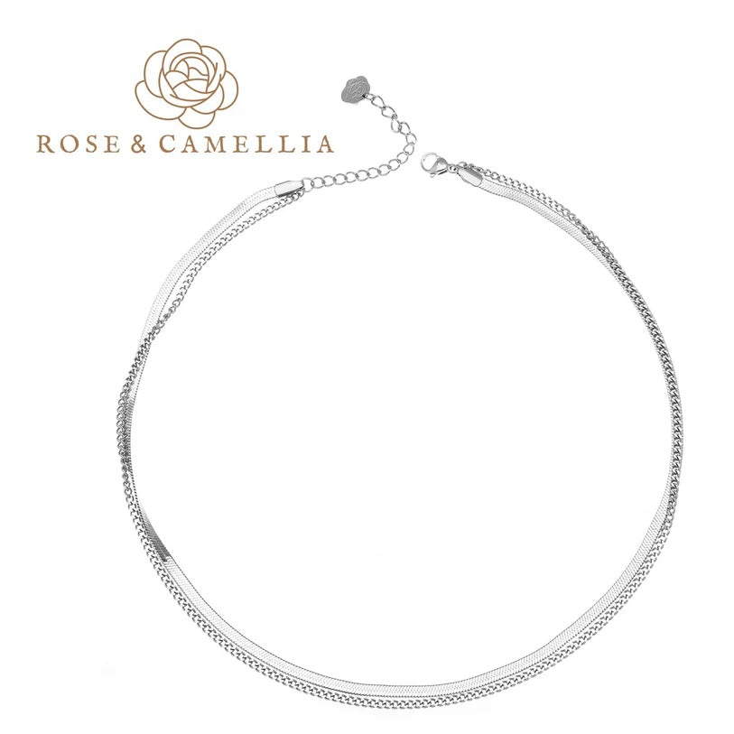 Rose & Camellia ketting silver small double