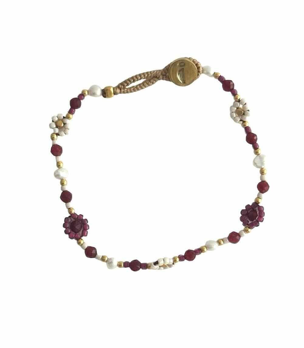ibu jewels armband lulu flower maroon