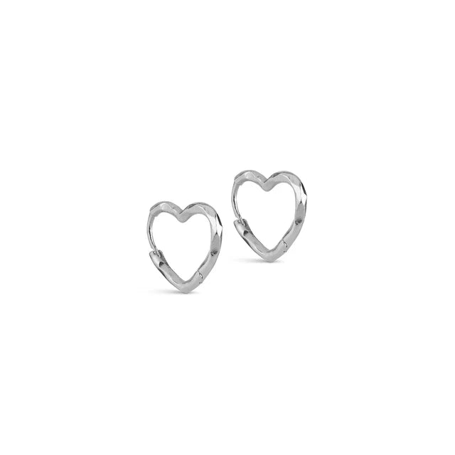 Enamel hoops organic heart small silver
