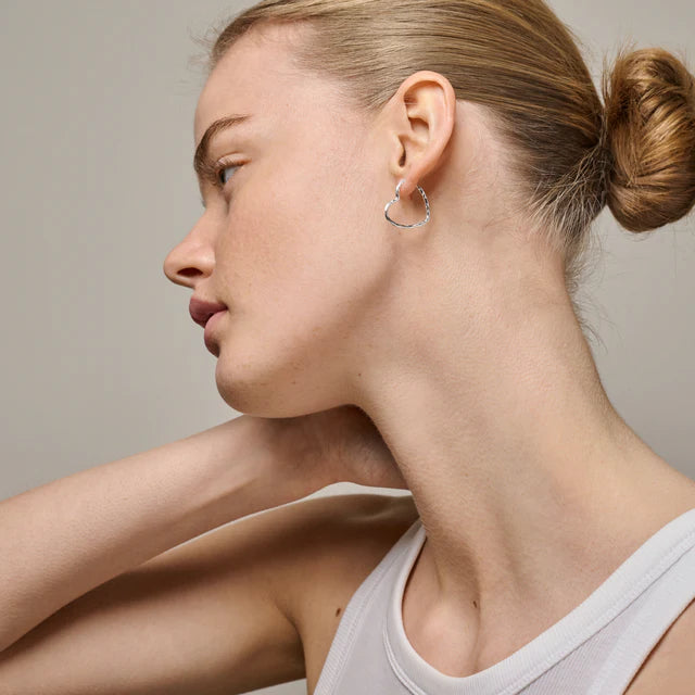 Enamel hoops organic heart medium silver