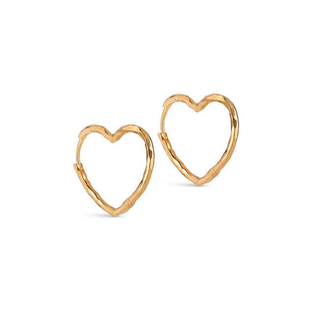 Enamel hoops organic hearts medium gold