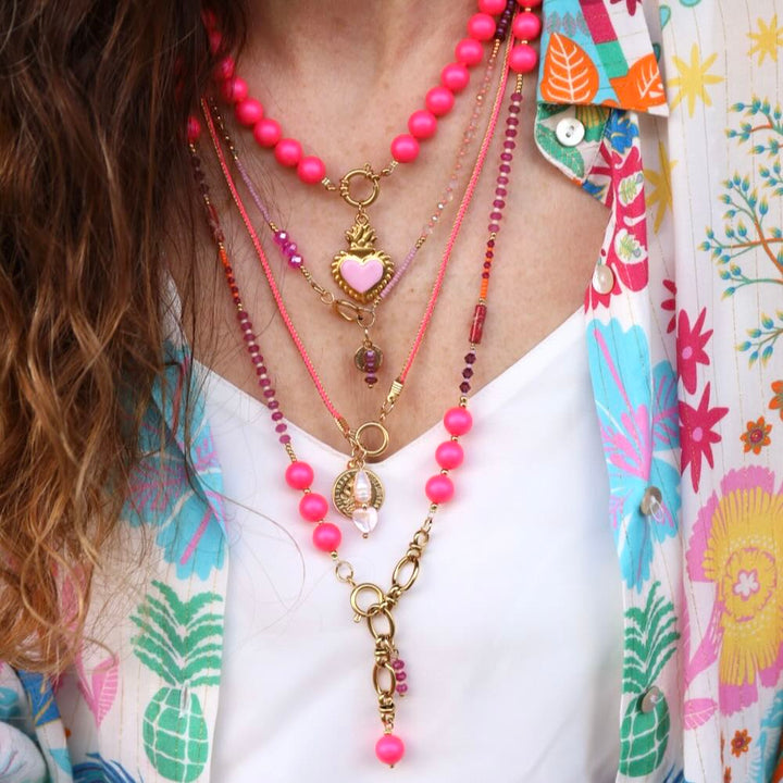 Widaro ketting fuchsia beads