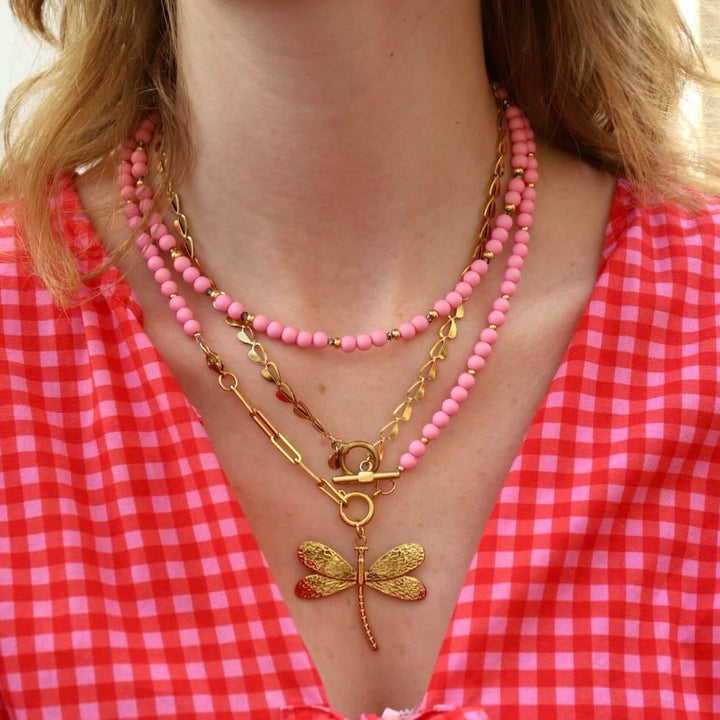 Widaro ketting casual light pink/aqua/off white
