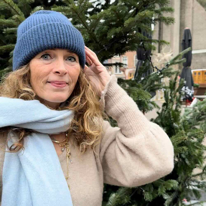 sjaalmania beanie steel blue