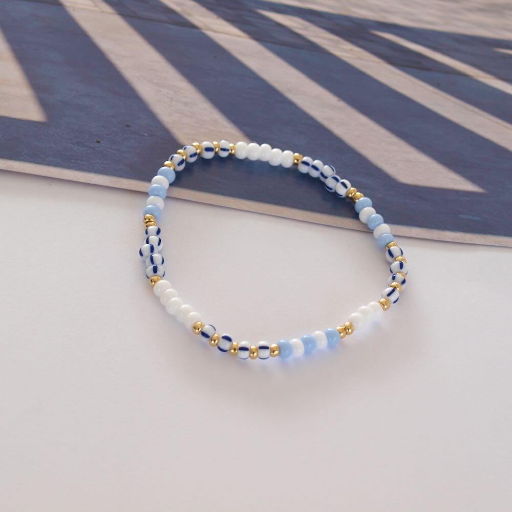 widaro armband blue white stripes