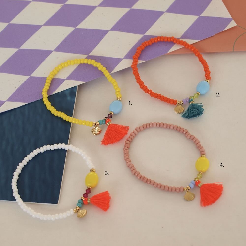 Widaro armbanden a touch of summer (Yellow, orange, white, old pink)