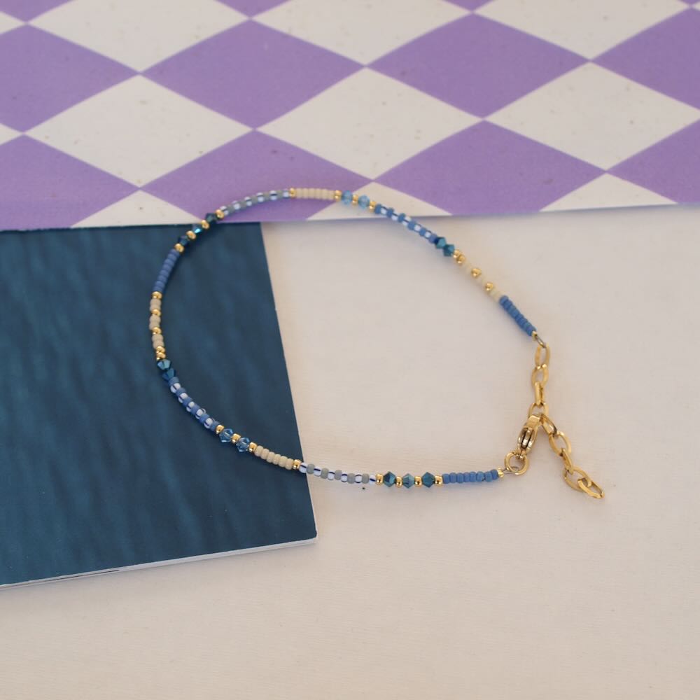 Widaro enkelbandje mix blue beige