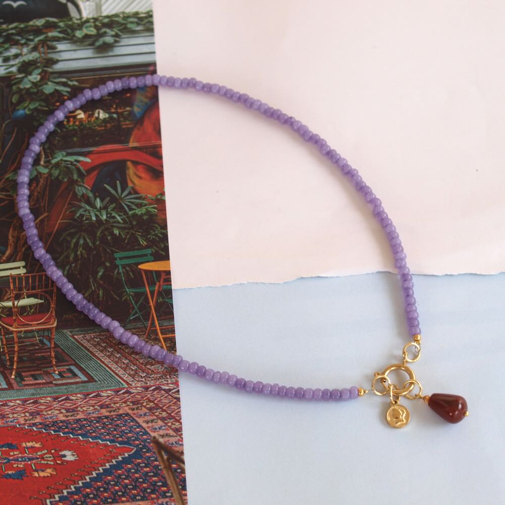 widaro ketting purple beads