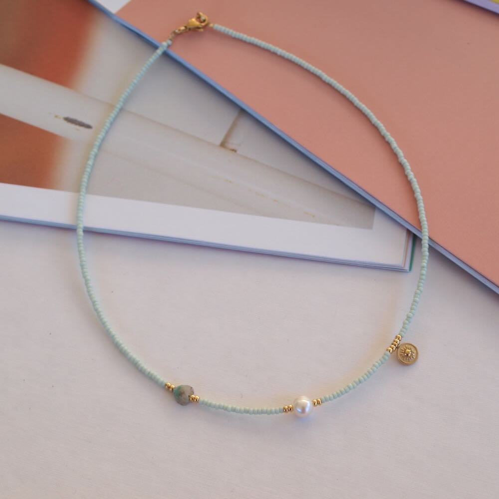 Widaro ketting pearl charm mint