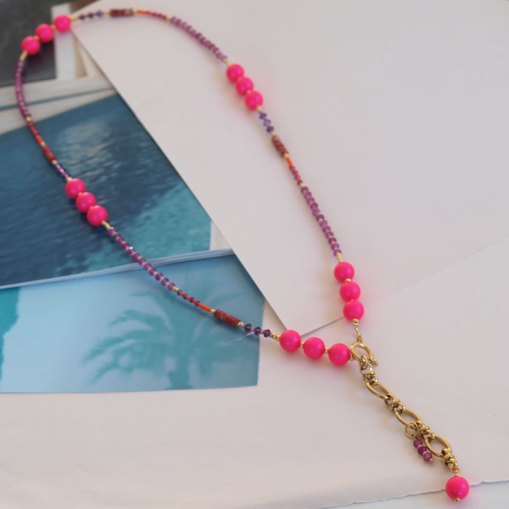 Widaro ketting fuchsia beads