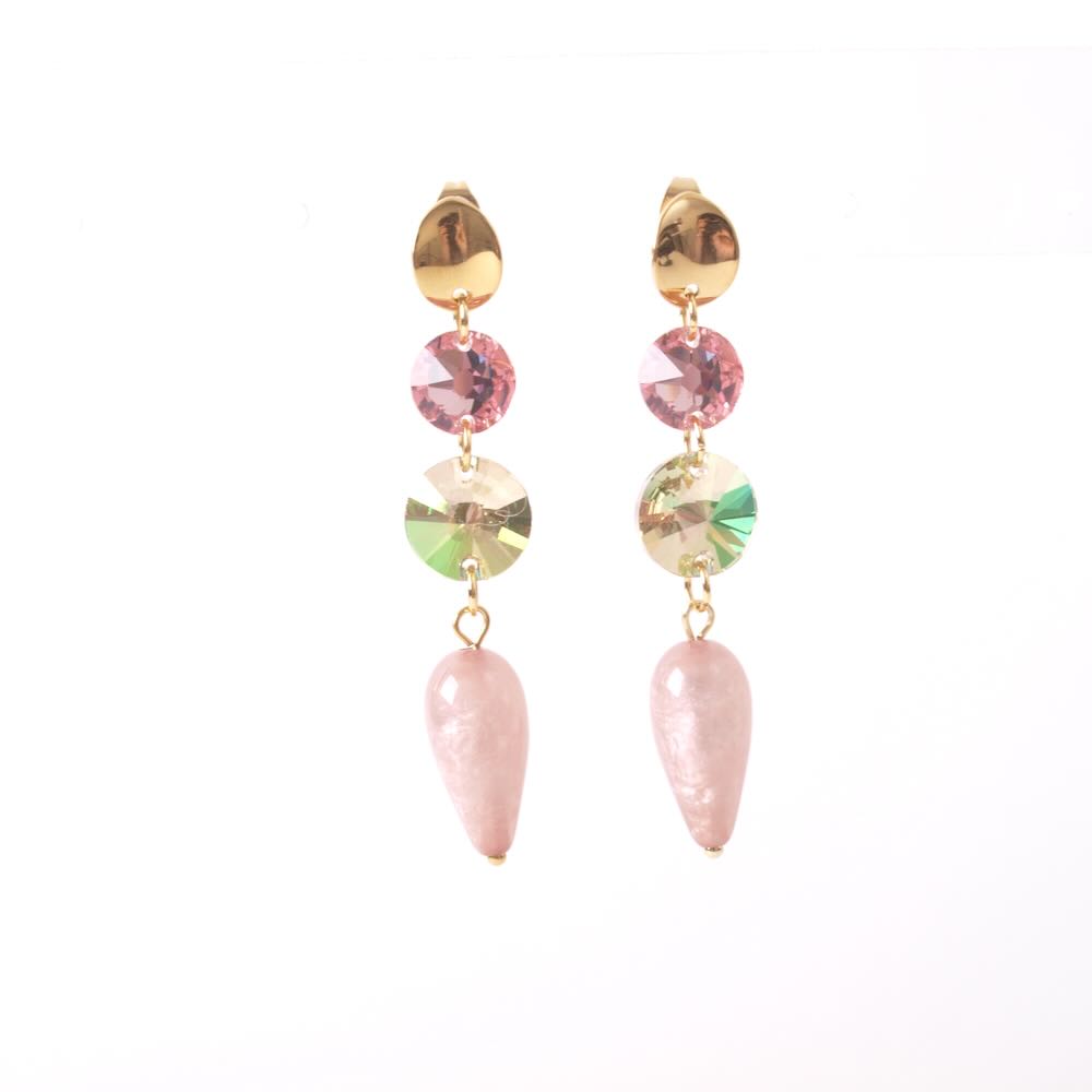 widaro oorbellen light pink glitter drops