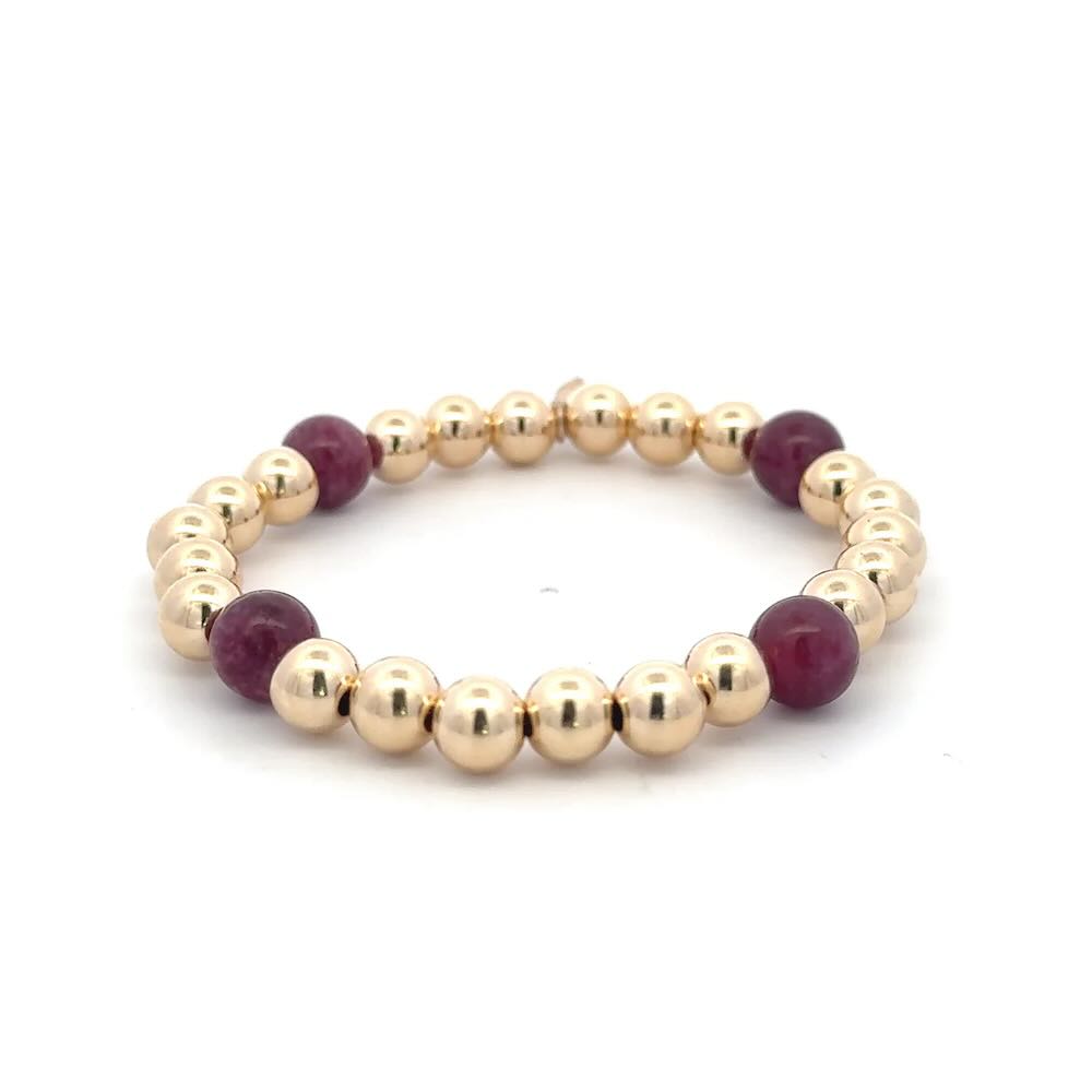 Pscallme armband Nice 7mm burgundy gold coloured