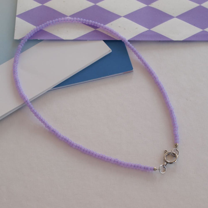 widaro ketting pastel yellow/lila beads (goud/zilver)