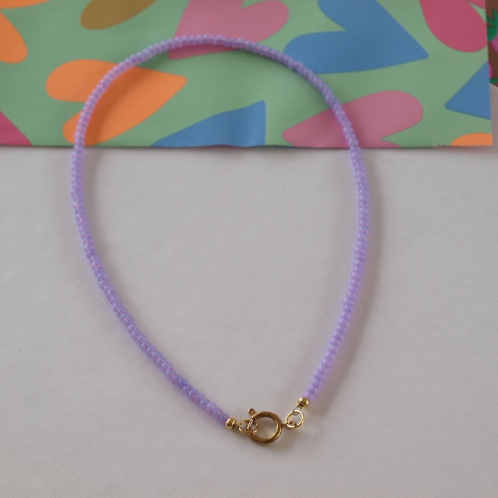 widaro ketting pastel yellow/lila beads (goud/zilver)