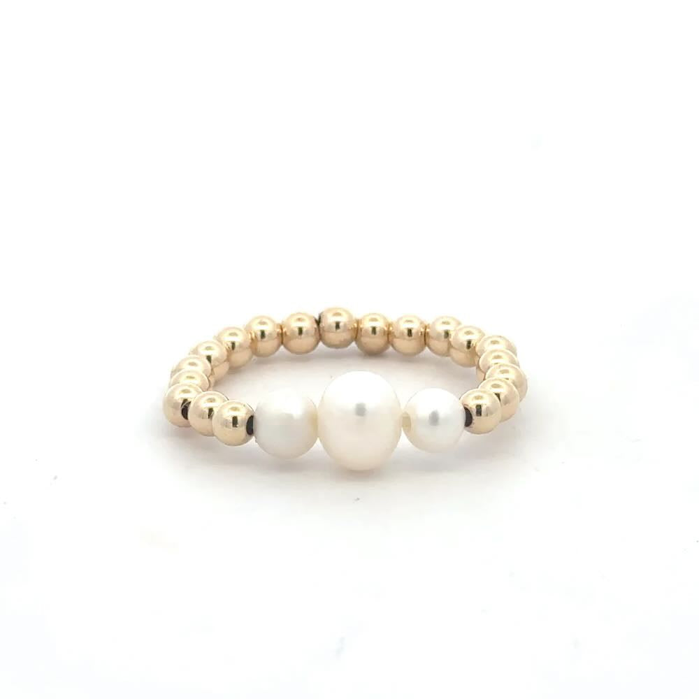 Pscallme ring three pearl gold coloured