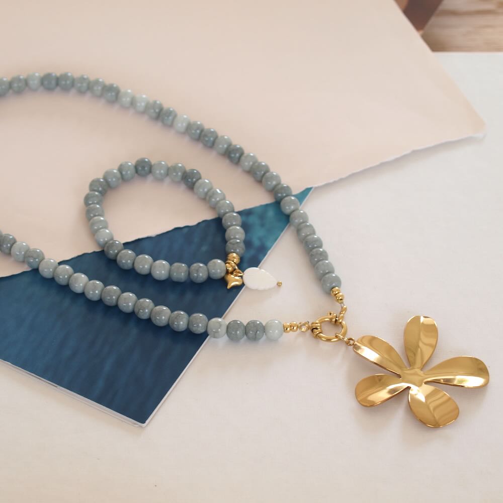 Widaro ketting marble grey (goud/zilver)