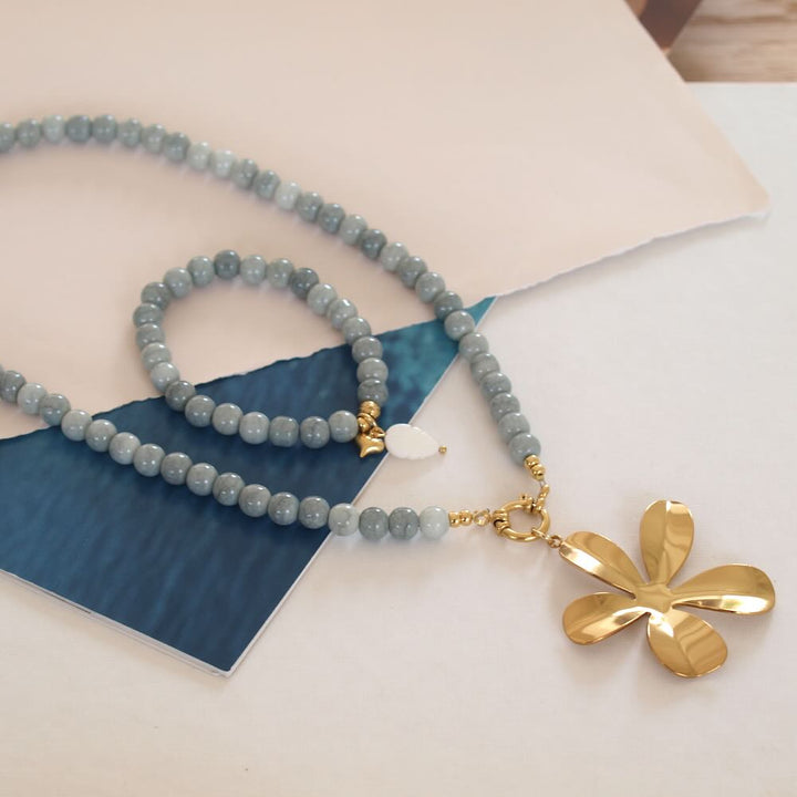 Widaro ketting marble grey (goud/zilver)