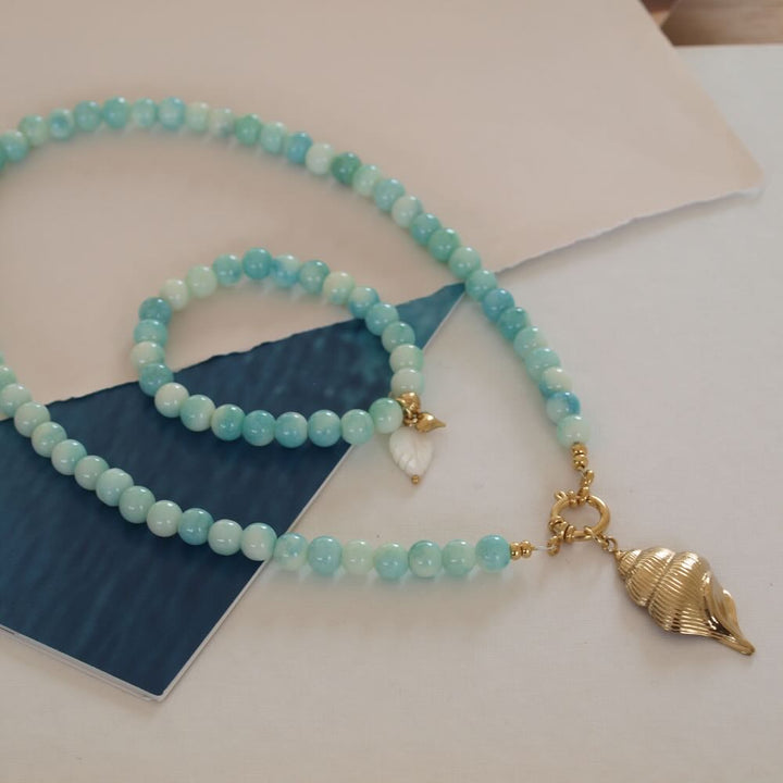 Widaro ketting marble turquoise (goud/zilver)