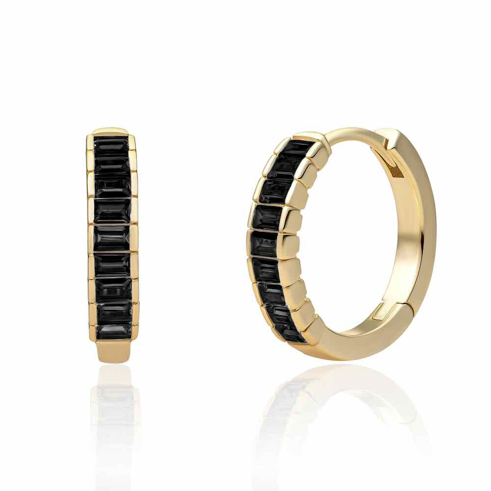 sparkling jewels creolen baguette black gold