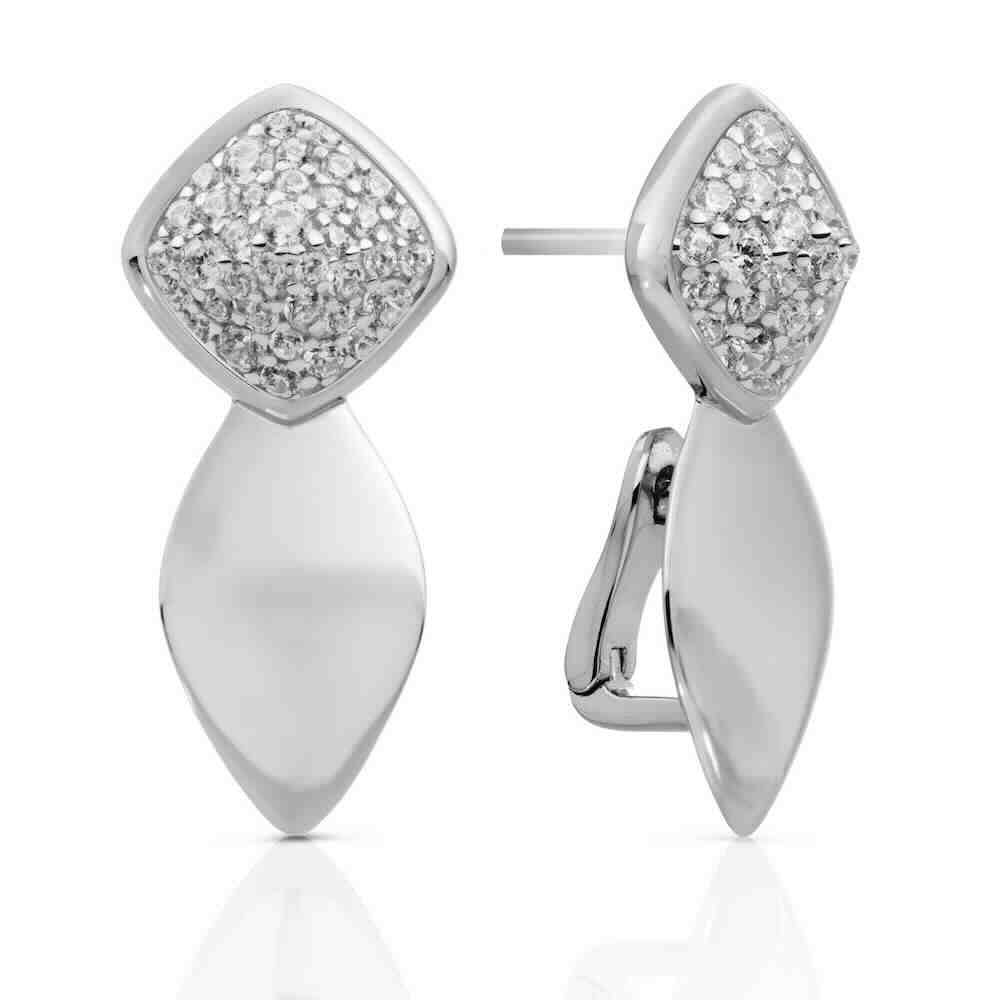 sparkling jewels oorstekers edge zirkonia silver