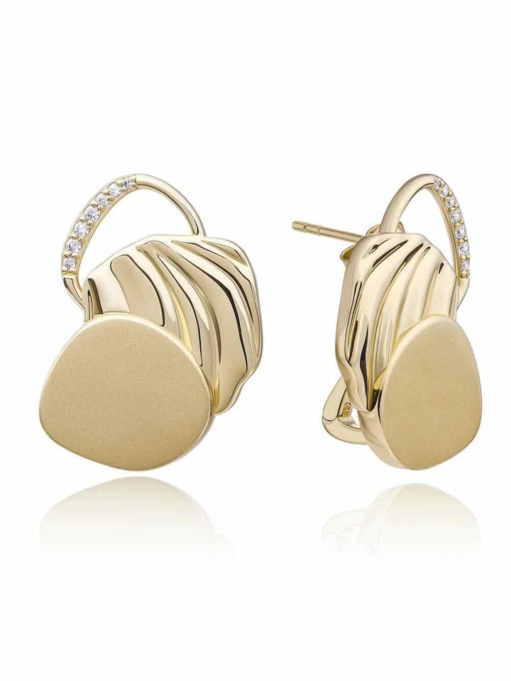 sparkling jewels oorbellen uneven push back zirconia gold