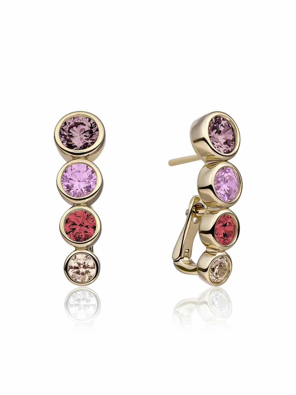 sparkling jewels oorbellen tube push back gold multi