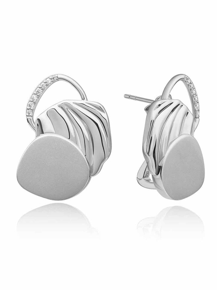 sparkling jewels oorbellen uneven push back zirconia silver