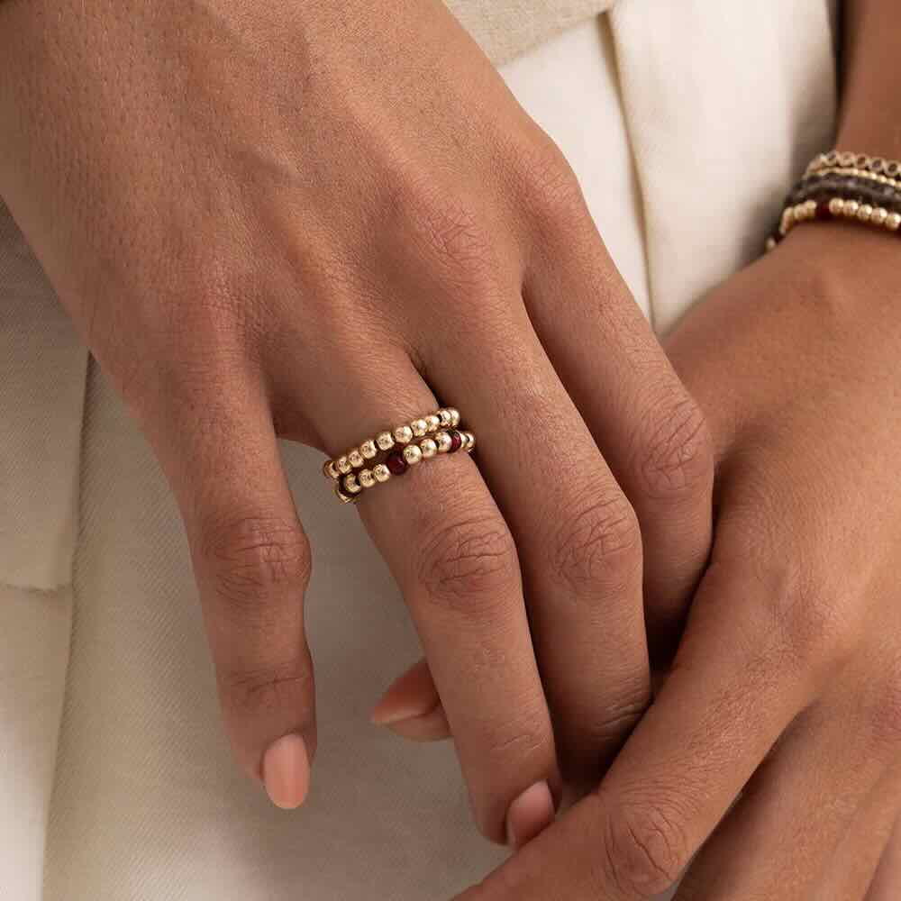 sparkling jewels kralen ring facet roundel ruby quartz