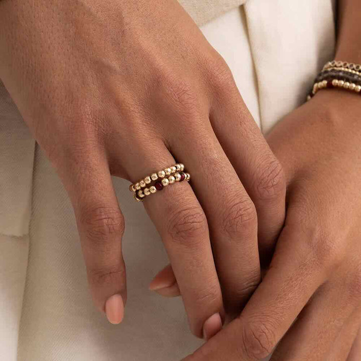 sparkling jewels kralen ring facet roundel ruby quartz