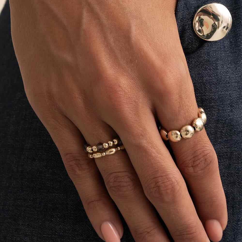 sparkling jewels kralen ring facet roundel smokey quartz