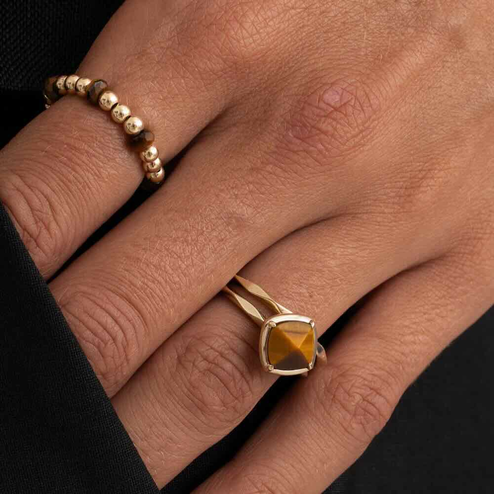 sparkling jewels kralen ring roundel tiger eye