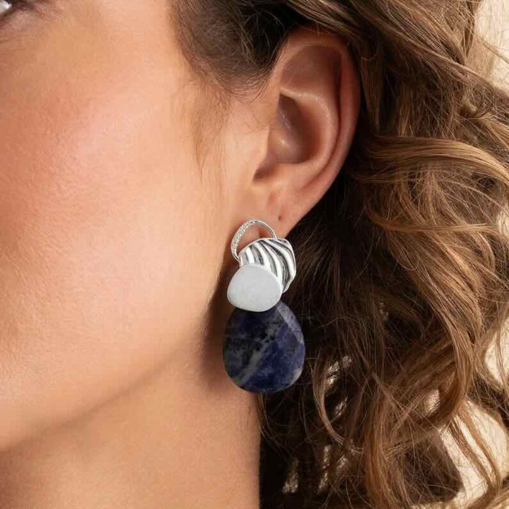 sparkling jewels oorbellen uneven push back zirconia silver