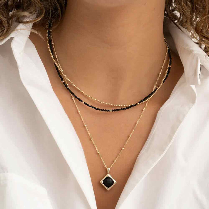 sparkling jewels kralen ketting onyx gold