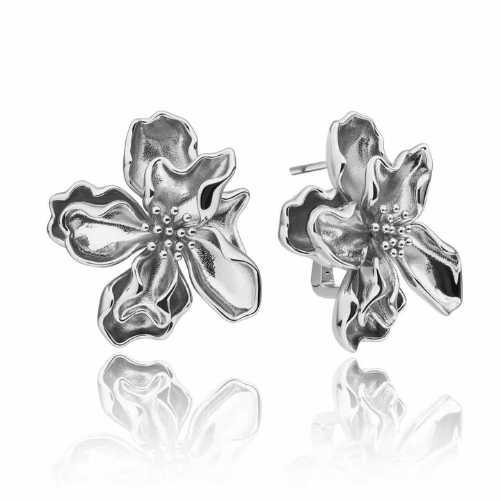 sparkling jewels oorbellen botanic push back earrings silver