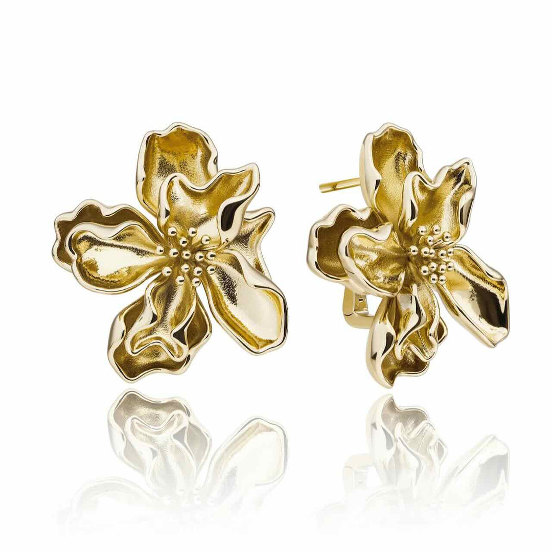sparkling jewels oorbellen botanic push back cz gold