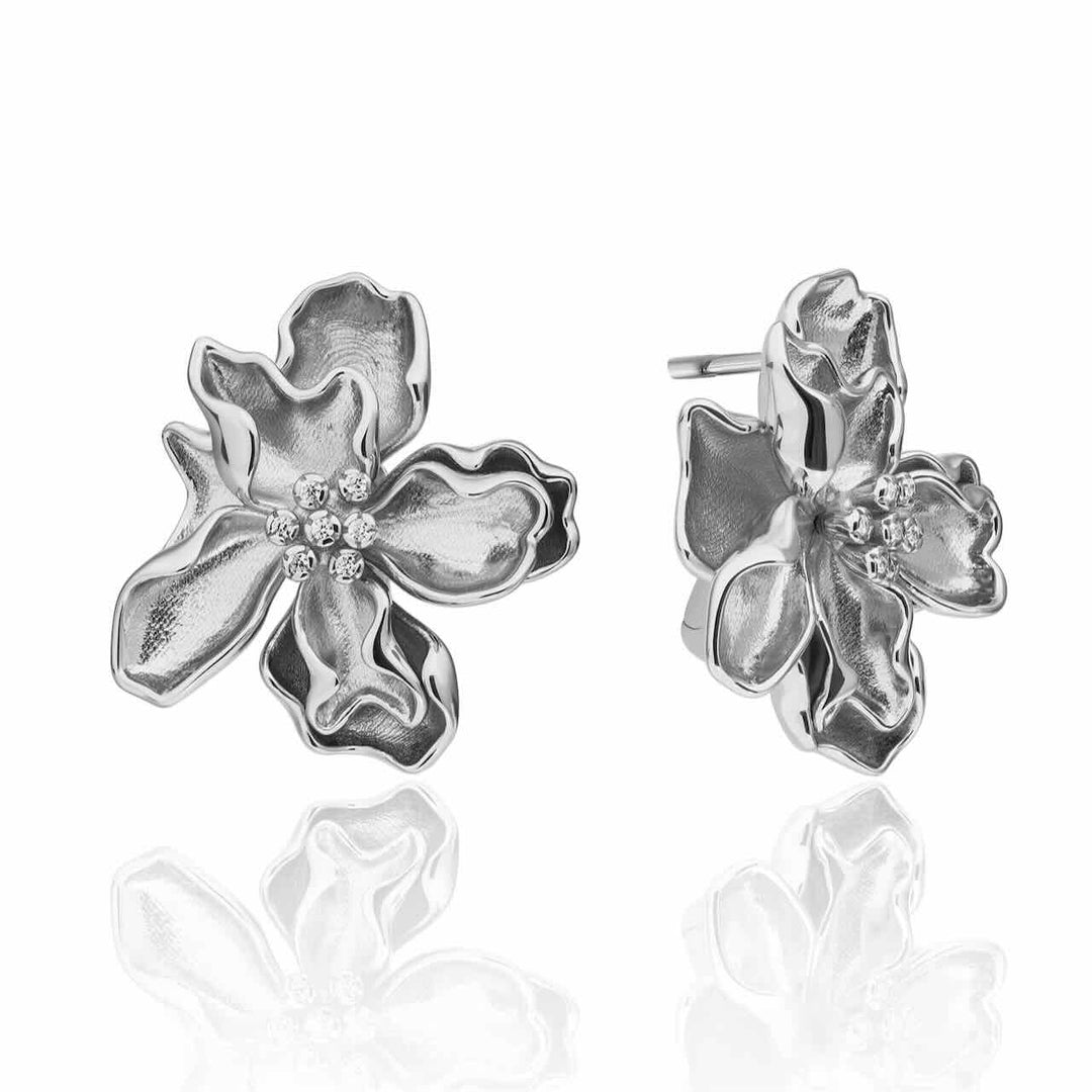 sparkling jewels oorbellen botanic push bakc cz silver