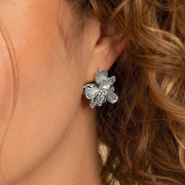 sparkling jewels oorbellen botanic push bakc cz silver