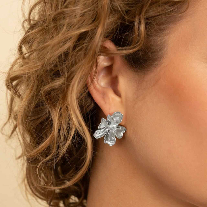 sparkling jewels oorbellen botanic push back earrings silver