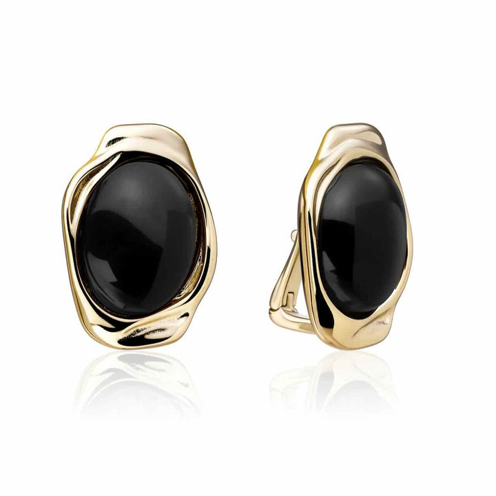 sparkling jewels oorbellen onyx flow gold