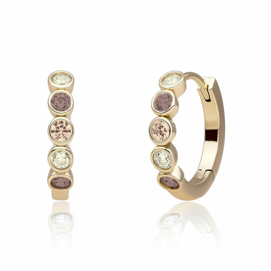 sparkling jewels oorbellen tube multicoloured zirconia gold